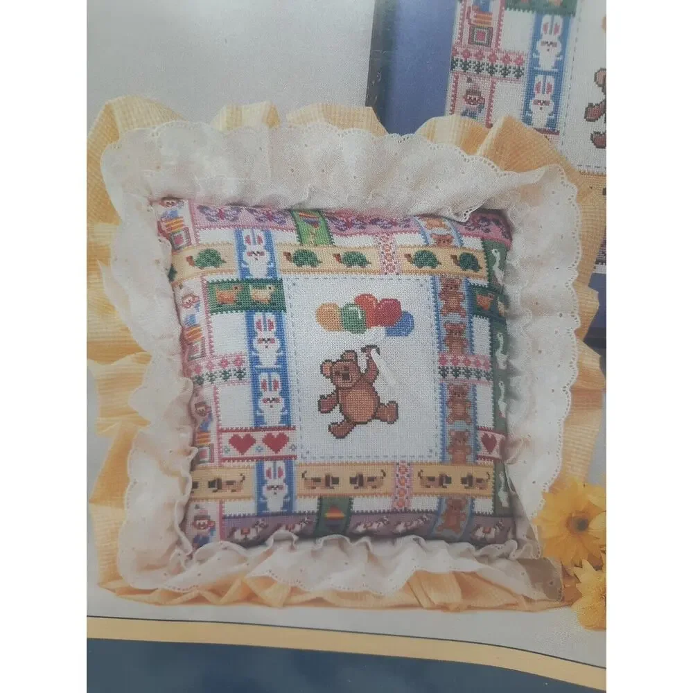Vintage Sunset Counted Cross Stitch Kit Bears Balloons And Butterflies